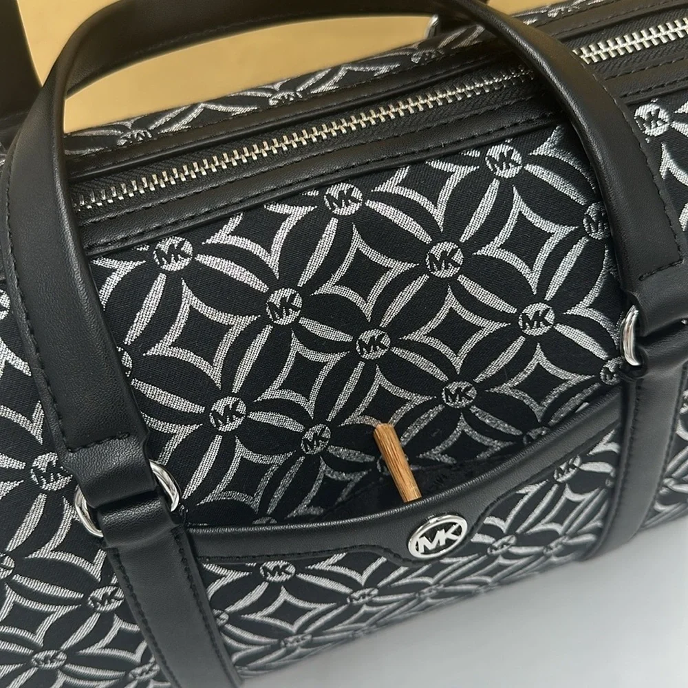 MICHAEL KORS JST TRAVEL MEDIUM DUFFLE SATCHEL SHOULDER CROSSBODY BAG MK BLACK